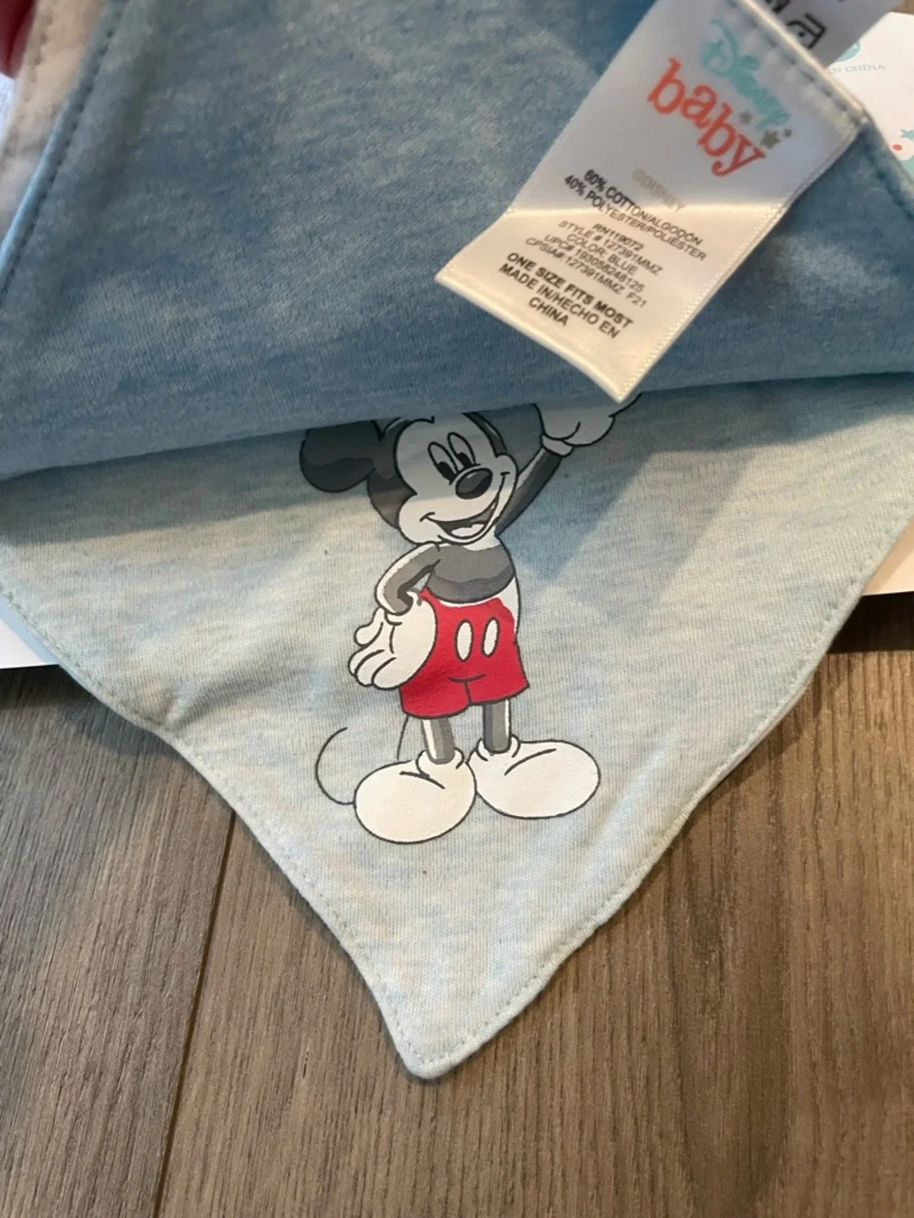 Disney Baby Gray and White Striped Donald Duck Bib